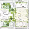 Situasjonsplan over området rundt det gamle Nasjonalgalleriet. Illustrasjon: Roedeo arkitekter/Statsbygg