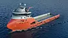 Illustrasjonen viser et forsyningsskip med Havyard 833 WE design.