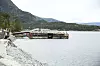 All tunnelmasse kjøres ut på denne lekteren, der den blir lesset over på båt og transportert til Bryggja og Sandane. Til sammen 430.000 tonn masse blir gjenbrukt. Foto: Jørn-Arne Tomasgard
