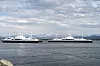 Ferja Vestrefjord som passerer ferja Tomrefjord på Moldefjorden.