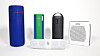 Testmodellene fra venstre bak: Logitech UE Megaboom, Logitech UE Boom, Philps BT6000B, Bose Soundlink Colour. Foran Beats Pill.