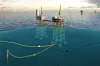 Slik vil Aker Solutions og partnernes nullutslipps offshore kraftstasjon se ut. Den skal produsere kraft fra naturgass, og fanger samtidig all CO2-en på stedet. Selve kraftstasjonen ligger til høyre, og er koblet til en oksygenfabrikk.