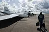 Nasas Martin WB-57-fly N926NA ved avgang fra flybasen Ellington Field i Texas 9. august 2026.