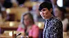Leder for utenriks- og forsvarskomiteen på Stortinget, Ine Eriksen Søreide (H), mener det finnes rettslig rom for å nekte forskningstokt i norsk økonomisk sone. Bildet tatt i forbindelse med Stortingets muntlige spørretime. Foto: Rodrigo Freitas, NTB.
