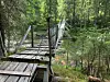 Den gamle privateide hengebrua over Bergåa, sett fra øst. Foto: Utmarksressurs/Fulufjellet nasjonalparks prosjektplan