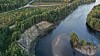 Område hvor utglindningen av elvebredden har fortsatt etter at uværet Hans sist høst forårsaket ras.