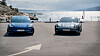 Tesla Model 3 Performance og Porsche Taycan Turbo S.