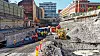 Å klargjøre byggegrop til øvrige bygg er en del av byggetrinn 1. Her sees høyesterett øverst til høyre i bildet.