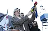 Justis- og beredskapsminister Emilie Enger Mehl ble gudmor for KV Jan Mayen i november 2022. Foto: Torbjørn Kjosvold / Forsvaret