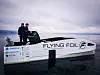 John Martin Kleven Godø (t.v.) og Jarle Kramer om bord i prototypen på 7 meter. Foto: Flying Foil