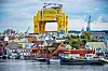 Dolwin beta har blitt et nytt landemerke i Haugesund. Omformerstasjonen er knapt 100 meter lang, 90 meter høy, 74 meter bred og veier 23.000 tonn.