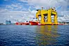 Dolwin beta skal gjennomgå en rekke installasjoner i Haugesund og klargjøres før den slepes ut i tysk farvann. Her skal den ta i mot elektrisitet fra havvindmøller.