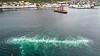 Boblegardinen bidrar til å hindre støy fra sprengningsarbeid.