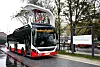 Tre av Volvos nye ladbare hybridbusser settes i drift i Hamburg nå i desember. Her er en av endestasjonene der bussen hurtiglades i inntil seks minutter med 150 kW effekt.