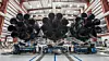 Rakettmotorene til Falcon Heavy. Foto: SpaceX