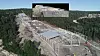 Grunnarbeidene med modell som viser massberegninger under den nye innendørs skihallen på Lørenskog utenfor Oslo.