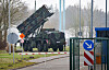 Patriot-system ved inngangen til Recknitztal-Kaserne i Bad Sülze, Tyskland.