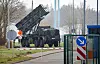 Patriot-system ved inngangen til Recknitztal-Kaserne i Bad Sülze, Tyskland.