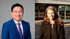 Hui Zhang fra Nio og Charlotte Eisner fra Nevs debatterer kinesiske elbilprodusenters inntog i Europa. Foto: Nio og Nevs