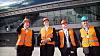 Avinor-sjef Dag Falk-Petersen, samferdselsminister Ketil Solvik-Olsen, statssekretær Tom Cato Karlsen og lufthavndirektør Øyvind Hasaas på en omvisning på nye OSL. Foto: Eirik Helland Urke