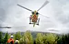 Legehelikopteret tar av fra Torpomoen. Foto: Eirik Helland Urke