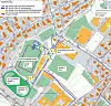 Kart og illustrasjon av energilagringssystemet som Bærum kommune håper å få bygget. På vinteren tømmes lageret, varmen skal leveres til nye Bekkestua barneskole, Bekkestua ungdomsskole og Nadderud stadion, samt tine opp isete gater i Bekkestua sentrum. Illustrasjon: Rambøll v/Patrick Durup Thomsen