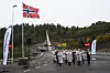 Byåsen musikkorps spilte og de to første kjøretøyene på brua som var en rutebuss fra AtB og en brannbil fra Trondheim Hovedbrannstasjon som er nærmeste nabo. Foto: Statens vegvesen