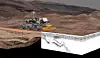 Illustrasjon av hvordan Rimfax vil operere på Mars om seks år fra nå.