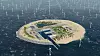 Konseptet der en 'energiøy' er konstruert i forbindelse med et havvindpark er visualisert her i forbindelse med Energinets studier i Nordsjøen. Foto: Energinet