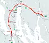Ny E18 går i en stor halvsirkel forbi Porsgrunn. Foto: Nye Veier