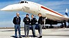 Testlflygerne og ingeniørene Andre Turcat (f.v), Jean Guignard, Henri Perrier og Michel Retif påToulouse-Blagnac med Concord-flyet som fløy første gang 2. mars 1969.