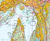 Den blå sirkelen viser området for midlertidig luftfartsrestriksjon over Oslo mellom 1. november klokken 12.00 til og med 6. november klokken 23.59. Kart: Luftfartstilsynet