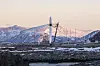 Raketten Spectrum 2 på oppskytningsrampen på Andøya før torsdagens avbrutte forsøk for oppdraget «Onward and Upward».