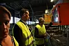 OVERVÅKER: Direktør informasjon og marked, Randi Haavik Varberg og adm. dir. Kjell Olav A. Maldum foran. Tom L. Emng far Titech bak.
