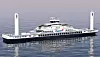 HYBRID: Konseptfergen til Fjord1 for E39 Lavik-Oppedal med Flettner-rotorene som mest oppsiktsvekkende. Design: Multi maritime.