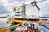 Omformerplattformen Dogger Bank C ankommer Aibels verft i Haugesund fra Thailand. Verftet har tidligere installert HVDC-utstyr i to lignende plattformer til bruk i verdens største havvindpark, Dogger Bank Windfarm, utenfor nordøstkysten av England. Foto: Øyvind Sætre