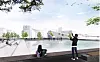 Landskapsarkitekttegning av den kommende operaallmenningen. Illustrasjon: SLA, Bjørvika Utvikling