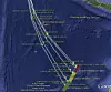 Kartet viser de mulige rutene MH370 kan ha fløyet.