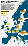 Før jul 2020 utarbeidet Ingeniøren dette europakartet som viser batterifabrikkplanene i Europa. Siden har det blant annet kommet til nok en framtidig fabrikk i Norge. Illustrasjon: Ingeniøren