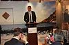 Olje- og energiminister Ola Borten Moe holdt tale under åpningen av den norske paviljongen.