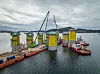 Sammenstilling av understell til Equinors flytende havvindprosjekt Hywind Tampen. Industrialisert produksjon og standardisering må til for å få ned kostnader. Foto: Johnny Engelsvoll, Equinor