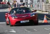 Knut Halland (bak rattet) og Kjell Arne Wold kjører Zero Rally for Topline - et av selskapene som importerer og selger Tesla i Norge.
