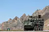 En amerikansk «Stryker» fra US Army på vei til Nordmela rakettskytefelt i Andøy kommune denne uken. Foto: Edward Valentin Coates / Forsvaret