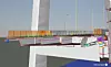 Tverrsnitt gjennom brutårn og viadukt Knarrvika sett fra Knarrvika mot Drotningsvik. På bildet fra BIM-modellen til Norconsult ser man flere av detaljene i modellen, blant annet spennarmering, avfuktningsanlegg, ulike kjøresterke rekkverk, støyskjermer og klatresikkert rekkverk. Illustrasjon: Norconsult/Nordic