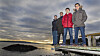 Batteri-ekspertene i fjæra ved Lysaker brygge, hvor Freyr Battery har sitt Oslo-kontor. Fra venstre Ingo Bergmann, Koray Abatay, Sachiya Inagaki og Ryuta Kawaguchi.