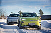 Kia e-Niro (bak) og Hyundai Kona er to biler i samme prisklasse som Model 3. Begge kommer fra samme konsern.