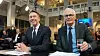 Energikommisjonen ledes av NHH-professor Lars Sørgard, tidligere direktør i Konkurransetilsynet. Han sitter klar ved siden av Olje- og energiminister Terje Aasland (Ap) like før fremleggelsen onsdag. Foto: Eirik Helland Urke