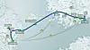 Slik ser FS Links og Hyperloop One for seg en trasé mellom Stockholm og Helsingfors. Foto: Mårten Fröjdö/FS Links/ Skjermbilde