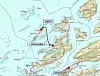Fergestrekningen på yttersia av Dønna. Illustrasjon: Nordland fylkeskommune