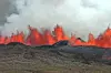 Det nye vulkanutbruddet på Reykjaneshalvøya på Island begynte onsdag ettermiddag, kun få timer etter at man valgte å evakuere bygda Grindavik. Foto: Skjermdump / AP